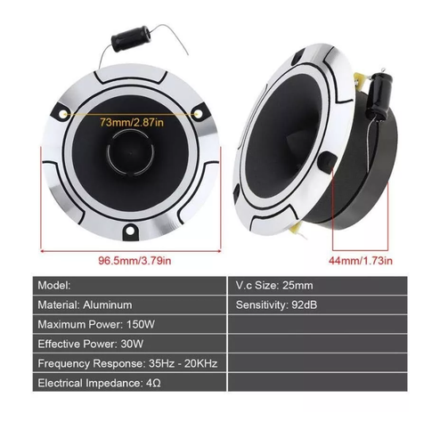 Kit Par Tweeter Optimizador Sonido 150wmax 10cm Aluminio-3