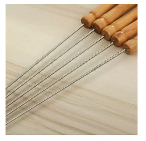X12 Pinchos Para Barbacoa Parilla Asado Acero Bbq 42cm-3