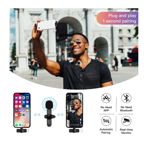 Micrófono Lavalier Solapa Inalámbrico Para iPhone iPad...-4
