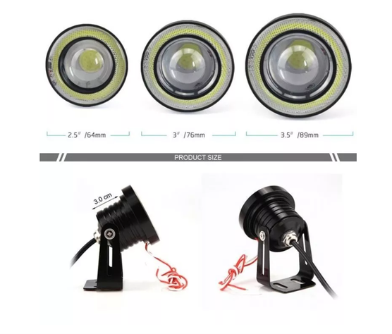 X2 Focos Neblineros Led Ojos De Ángel 76mm Blanco + Blanco-3