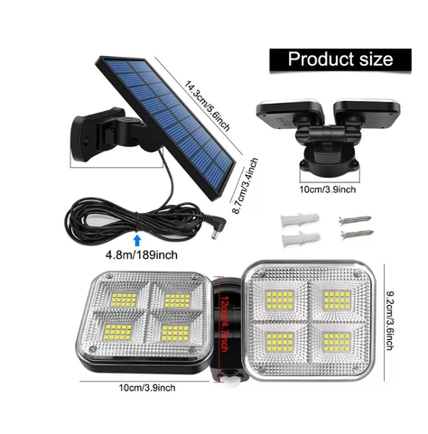 Foco Solar Triple Cabezal Con Sensor De Movimientos-1