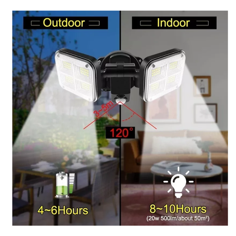 Foco Solar Triple Cabezal Con Sensor De Movimientos-2