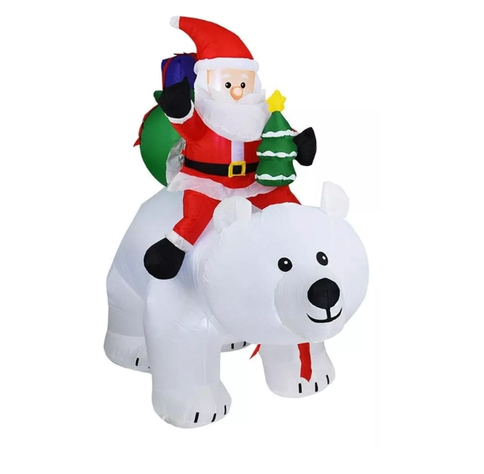 Inflable Navidad Oso Polar Led Pascuero Movimiento Adorno-0