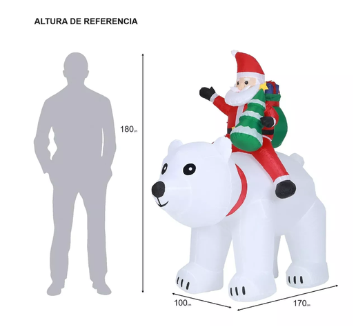 Inflable Navidad Oso Polar Led Pascuero Movimiento Adorno-2