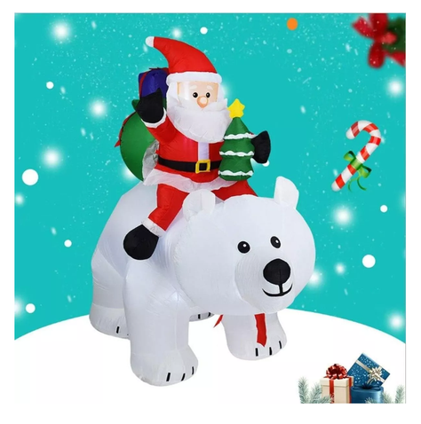 Inflable Navidad Oso Polar Led Pascuero Movimiento Adorno-4