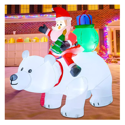 Inflable Navidad Oso Polar Led Pascuero Movimiento Adorno-5