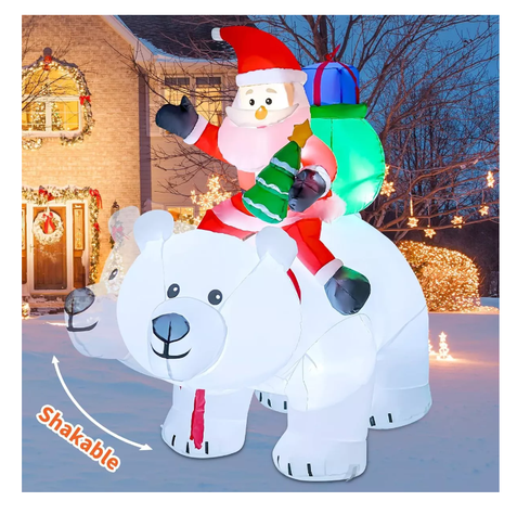 Inflable Navidad Oso Polar Led Pascuero Movimiento Adorno-6