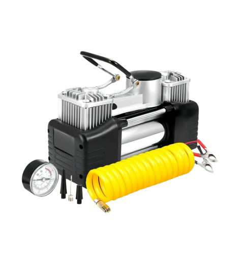 Compresor De Aire Doble Cilindro 12v Inflador Neumáticos Color Plateado Fase Eléctrica Monofásica-0