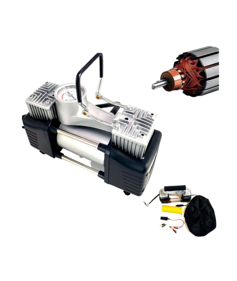 Compresor De Aire Doble Cilindro 12v Inflador Neumáticos Color Plateado Fase Eléctrica Monofásica-4