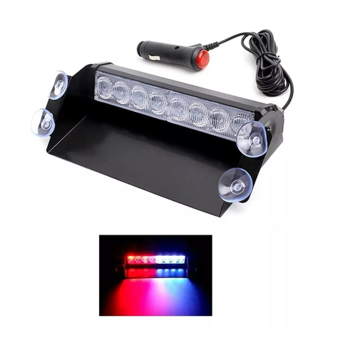 Baliza Parabrisa Led Estroboscopica Azul Rojo Bomberos 12v-0