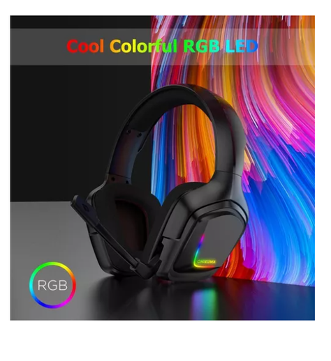 Audífonos gamer Onikuma K20 negro con luz rgb LED-3