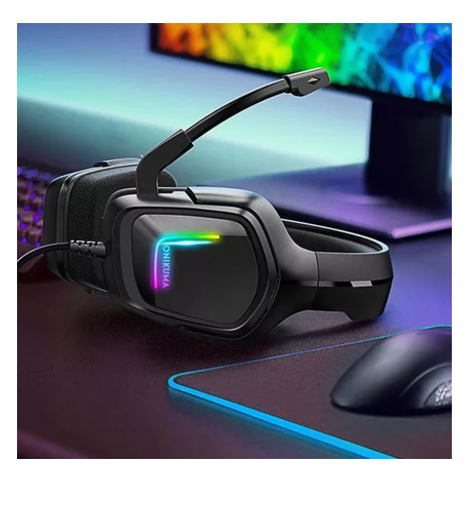 Audífonos gamer Onikuma K20 negro con luz rgb LED-4