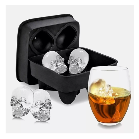 Cubeta De Hielo Silicona Calavera Whisky Tragos Coctel-0