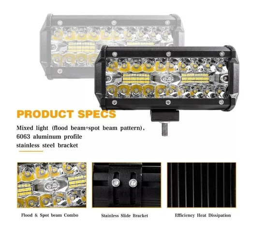Pack 2 Barra Focos Neblineros Led 120w / Auto Moto Camiones-3