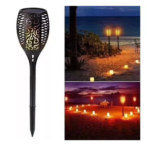 Pack 3 Lampara Solar Led Flama Antorcha Flama Con Estaca-4