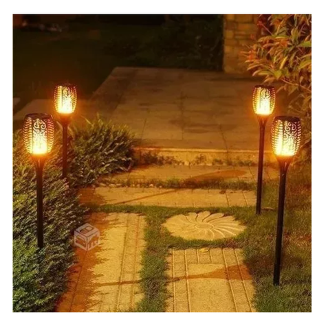 Pack 3 Lampara Solar Led Flama Antorcha Flama Con Estaca-5
