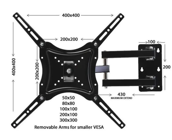 Soporte Tv Con Brazo Acero 180º 14 55 Pulgadas 50kg-1