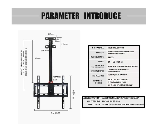 Soporte Tv Led Lcd Techo Pared Ajustable Base 26 A 55-2