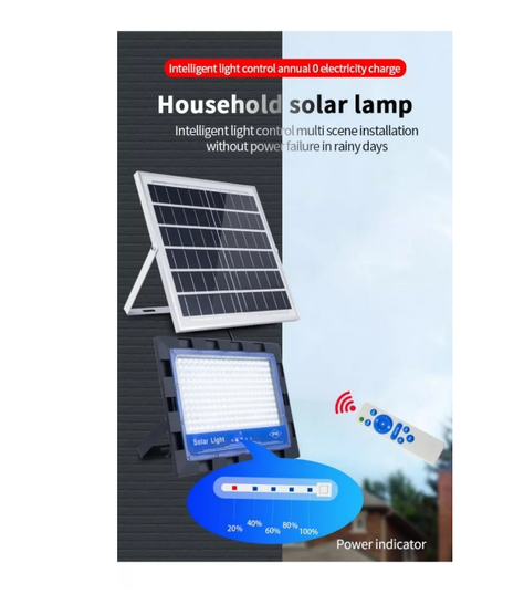 Foco Solar 300w 731t + Panel Solar Y Control Remoto 0smao-4
