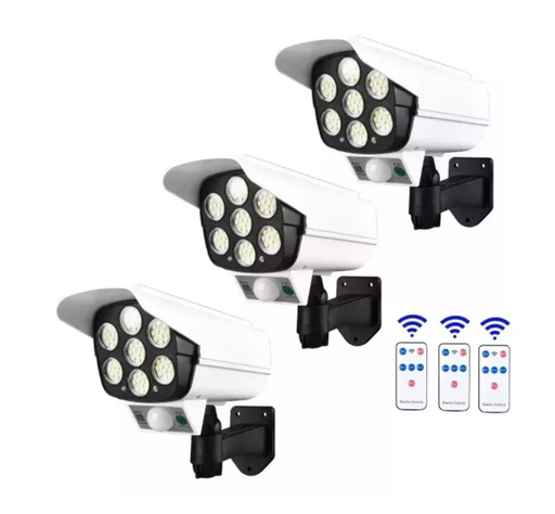 Pack X3 Foco Solar 180w Led Camara Falsa-0