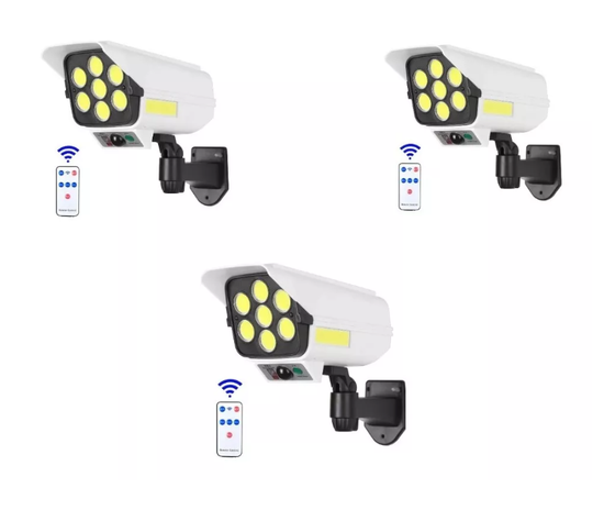 Pack X3 Foco Solar 180w Led Camara Falsa-2