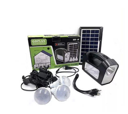 Kit Solar Emergencia Camping 220v Ampolletas 36hrs / Gd-8-0
