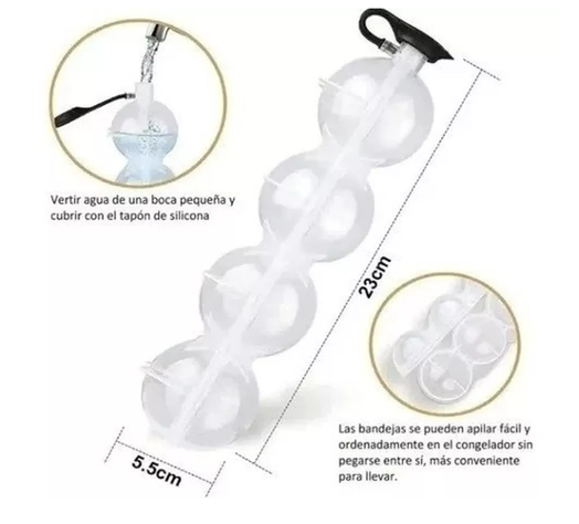 Pack De 2 Moldes Para Cubos De Hielo Redondo Cubiteras Hielo-3