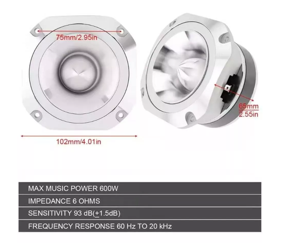 Tweeter Optimizador Sonido Aluminio 800w Max 10cm 4 Ohms-3
