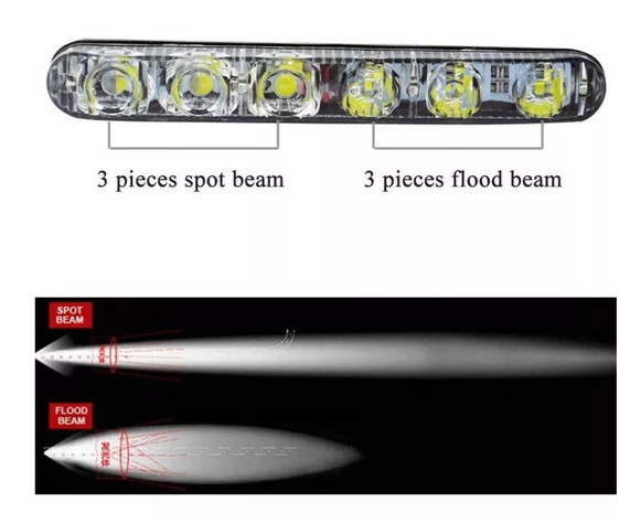 X2 Focos Neblineros Led Drl 18w Flood+spot Auto Moto 12v-4