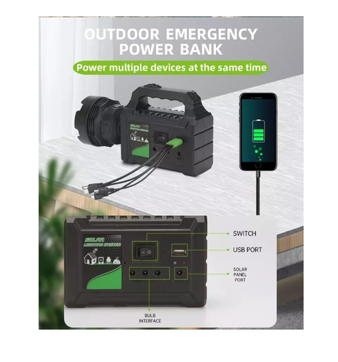 Kit Solar Emergencia Linterna Camping 220v Usb 3 Ampolletas-2