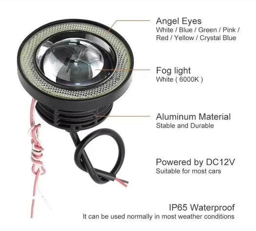Foco Led Neblinero Ojos De Angel 30w/89mm Azul-3