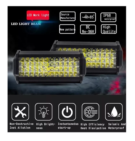 X2 Barra Foco Neblineros Led 144w Blanco Expansion Auto Moto-1