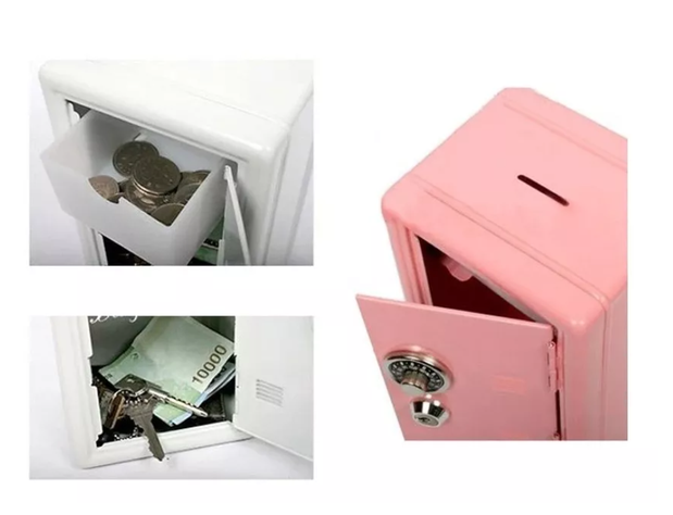Caja Fuerte Metálica Pequeña Con Llave Para Dinero 18 X12 Cm-6