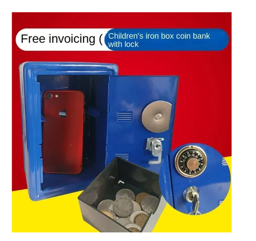 Caja Fuerte Metálica Pequeña Con Llave Para Dinero 18 X12 Cm-5