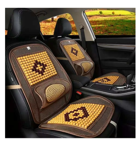 Cubre Asiento Respaldo Bolas Madera Bambu Esferas Verano 2-0