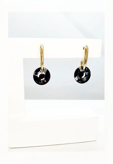 Aros Elisa Gold Cristales Genuinos Silver Night-3