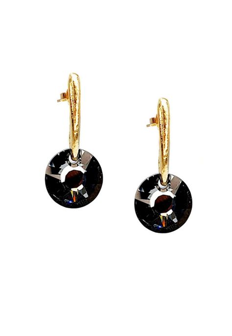 Aros Elisa Gold Cristales Genuinos Silver Night-0