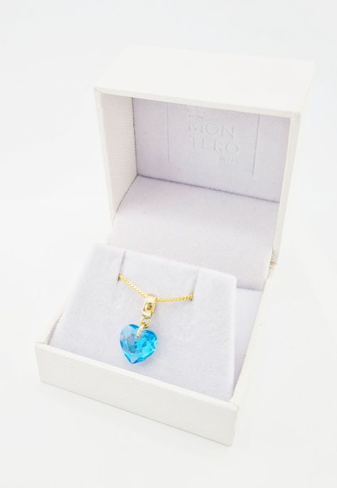 Collar Amor Gold Cristales Genuinos Aquamarine Shimmer-2