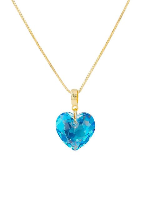 Collar Amor Gold Cristales Genuinos Aquamarine Shimmer-0