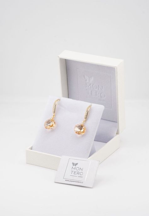 Aros Lucia Gold Baño de Oro 24k y Cristales Genuinos Golden Shadow.-4