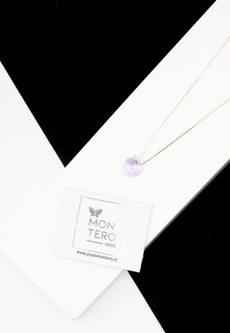 Collar Punto de Luz Plata Italiana 925 y Cristales Genuinos Violet-1