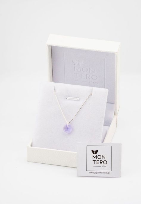 Collar Punto de Luz Plata Italiana 925 y Cristales Genuinos Violet-2