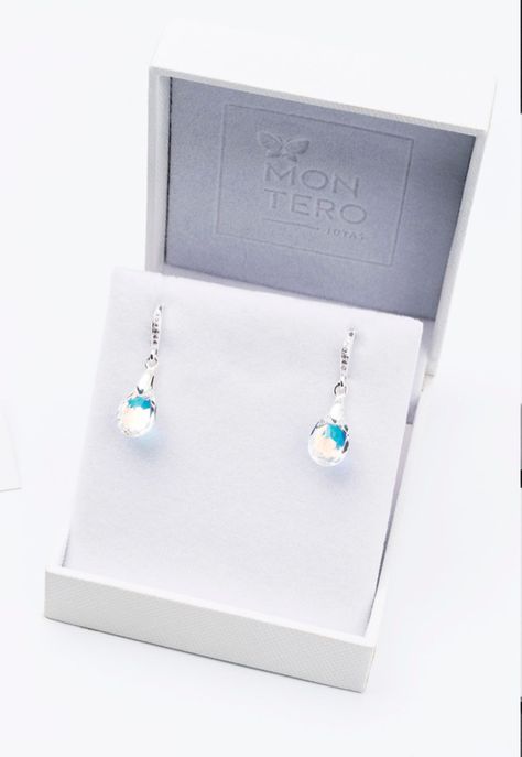 Aros Gota De Luz Cristal Genuino Aurora Boreal-2