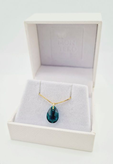 Collar Gota de Luz Gold Cristales Genuinos Emerald-2