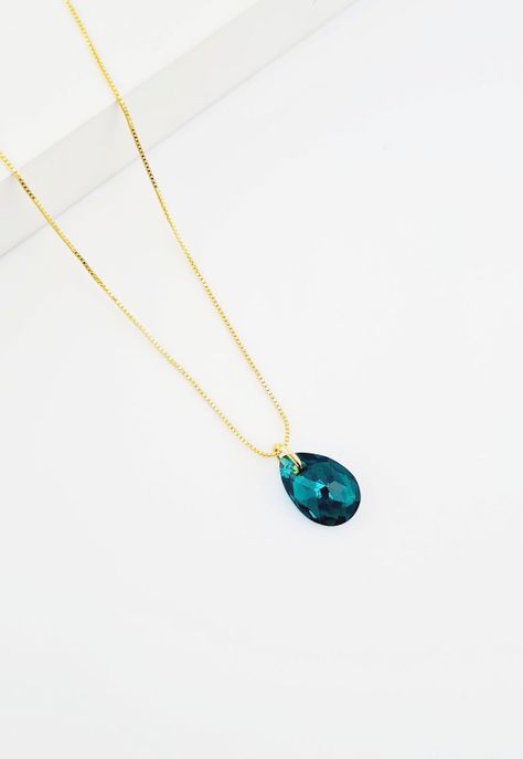 Collar Gota de Luz Gold Cristales Genuinos Emerald-1