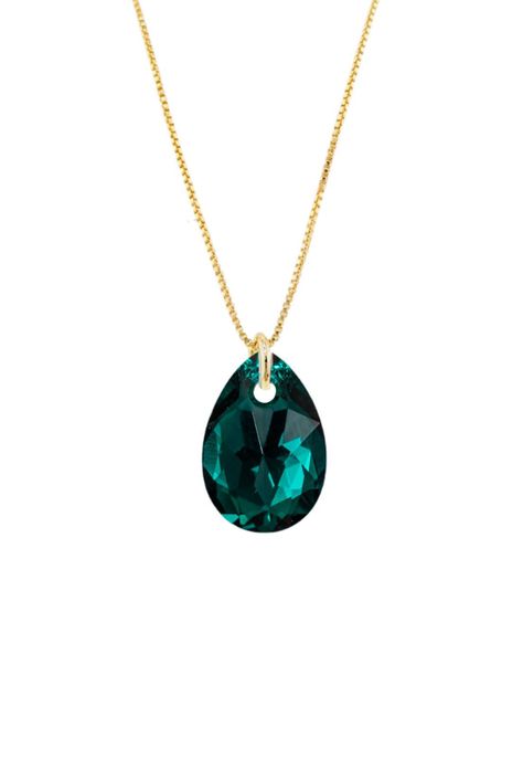 Collar Gota de Luz Gold Cristales Genuinos Emerald-0