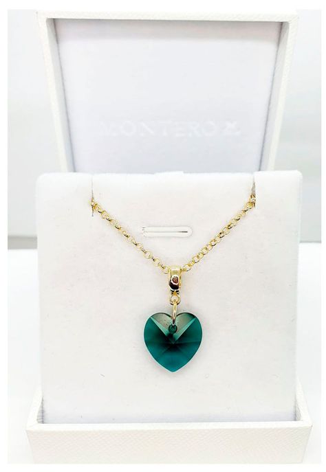 Collar Gran Romance Gold Cristal Genuino Emerald-2