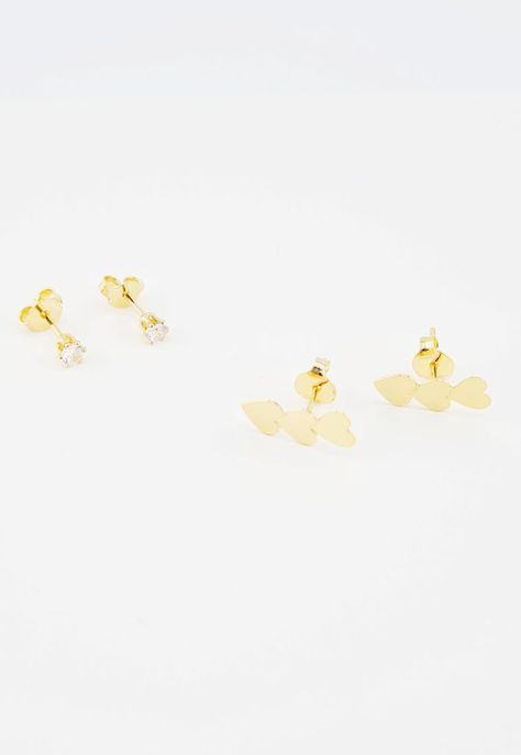 Pack Aros de Plata Con Baño de Oro 24k Love-2
