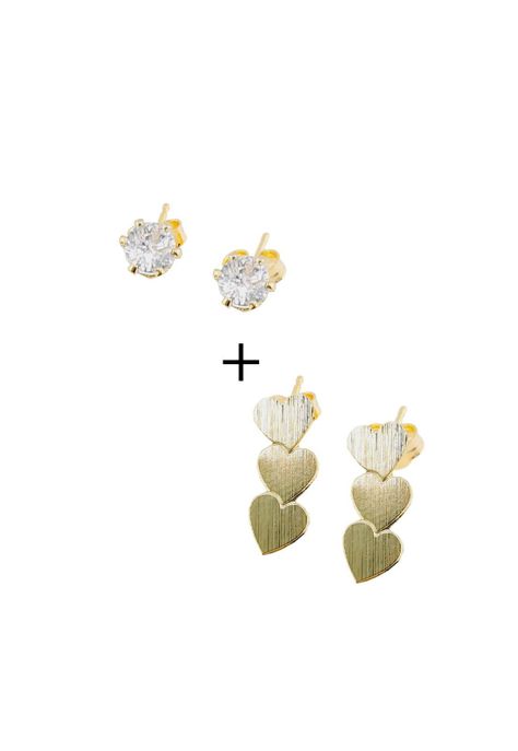 Pack Aros de Plata Con Baño de Oro 24k Love-0