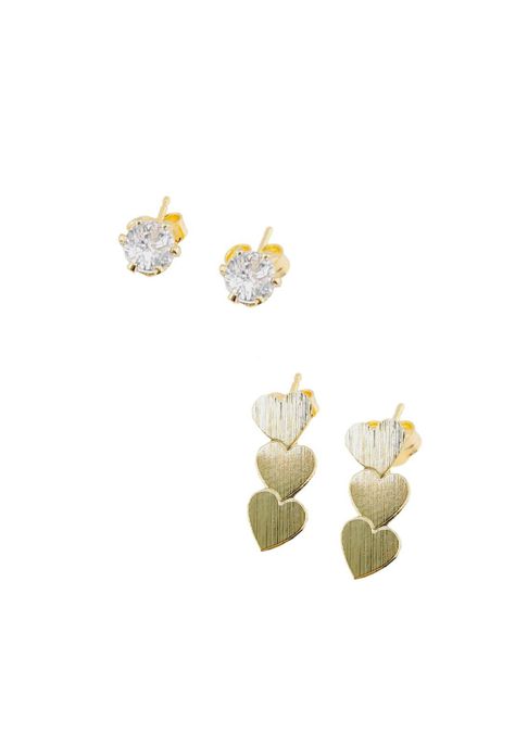 Pack Aros de Plata Con Baño de Oro 24k Love-1